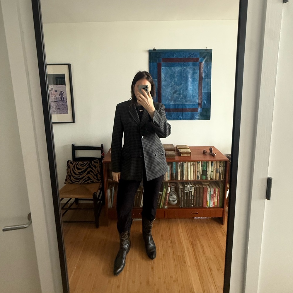 Jones New York Country Gray Checkered Blazer